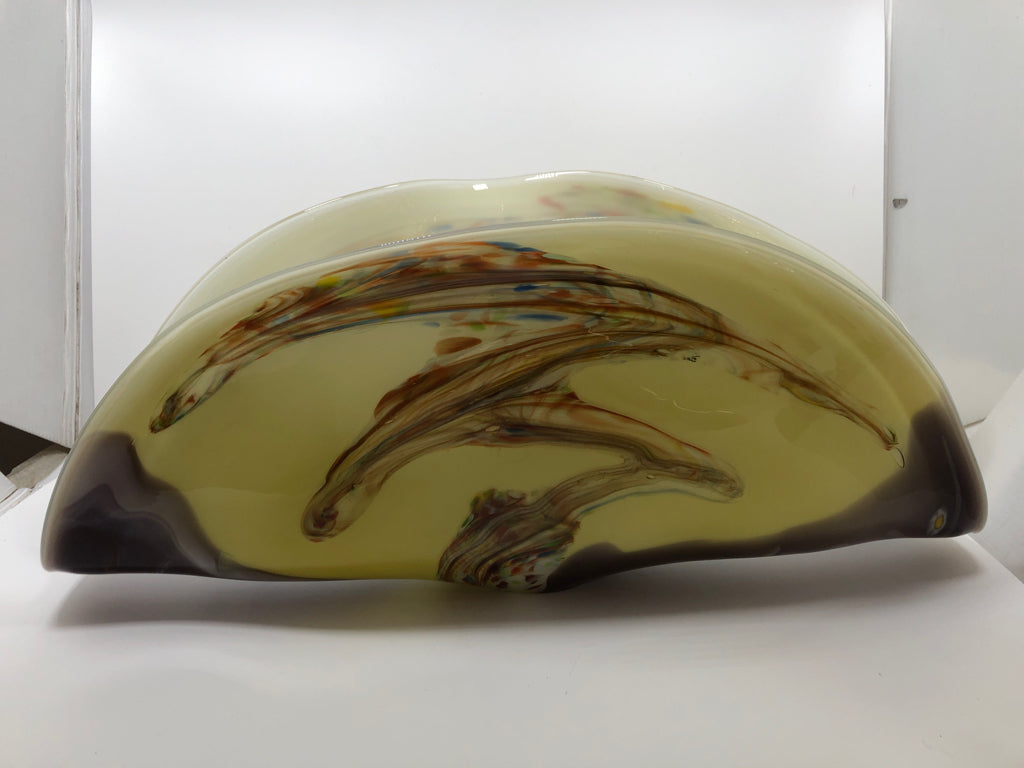 ABSTRACT MULTI-COLORED GLASS CENTERPIECE DECOR.