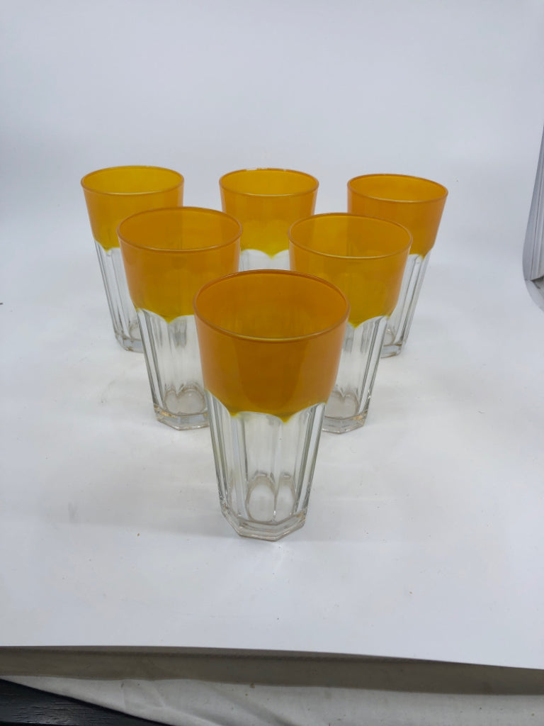 6 VTG ORANGE RIMMED GLASSES.