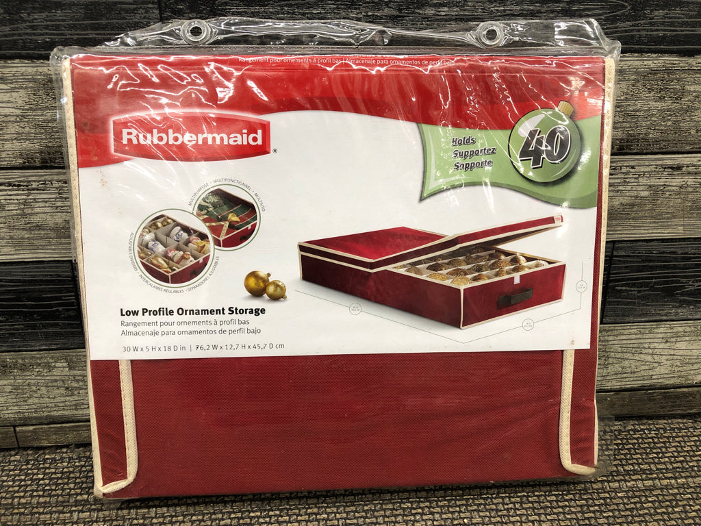 NIP RUBBERMAID LOW PROFILE ORNAMENT STORAGE.