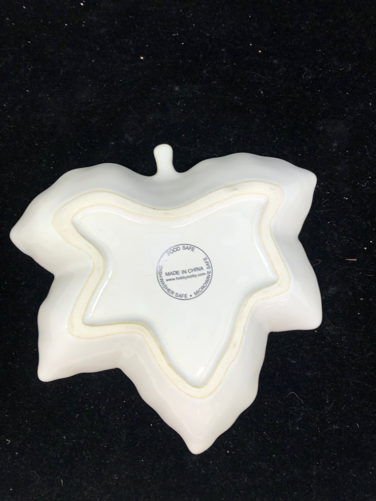WHITE LEAF SERVING DISH.