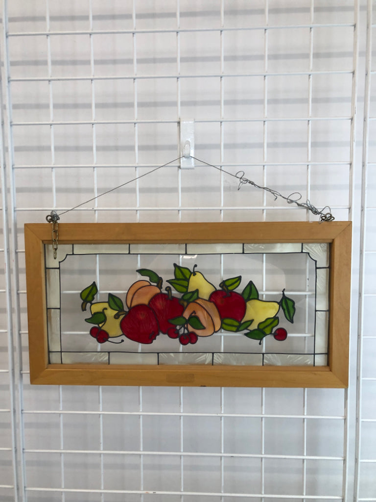 APPLE STAINED GLASS STYLE FRAMED WALL ART.