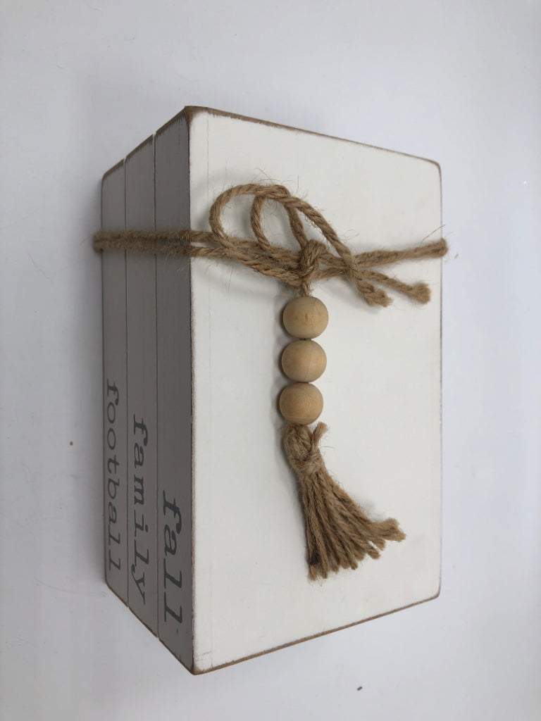 STACKED BOOK DECOR 'FALL FAMILY AND FOOTBALL'.