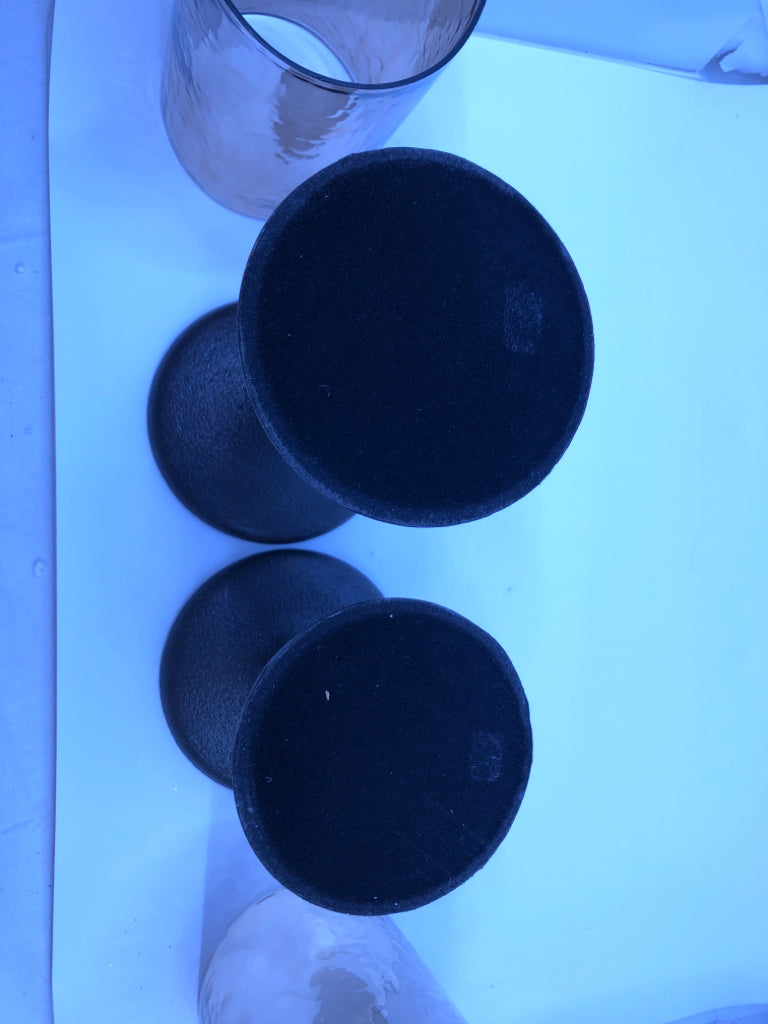 2- 2PC BROWN GLASS PILLAR CANDLE HOLDER.