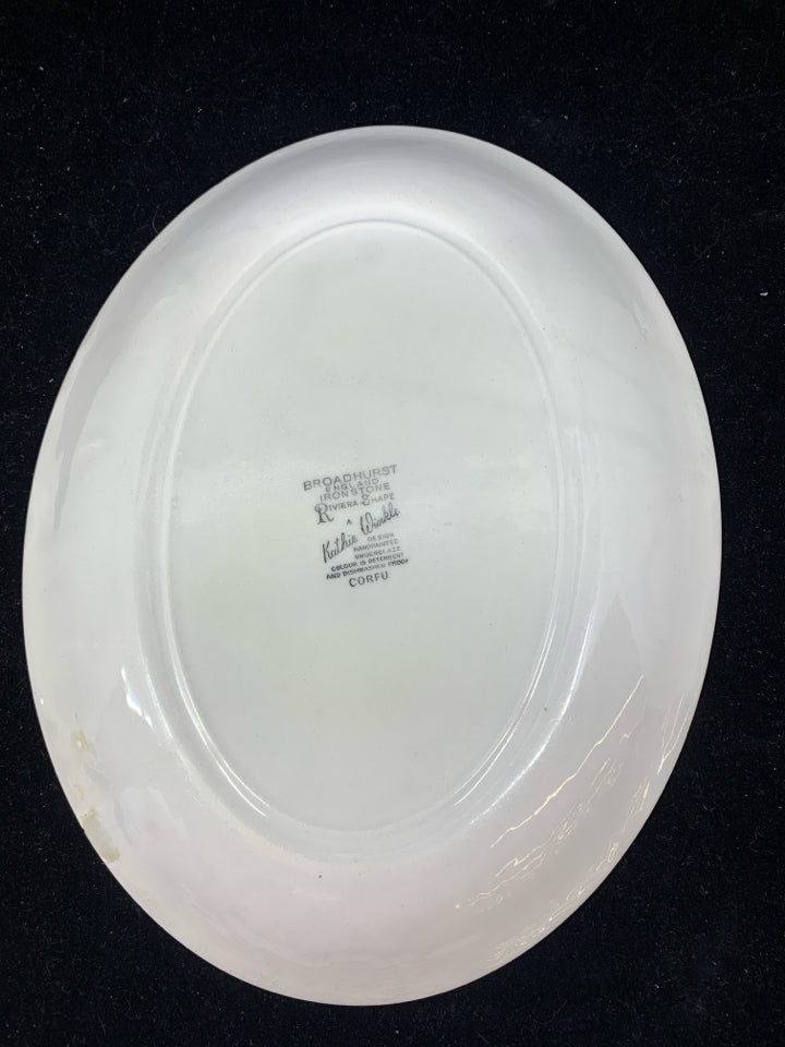VTG OVAL ORANGE, YELLOW, AND TEAL PLATTER.