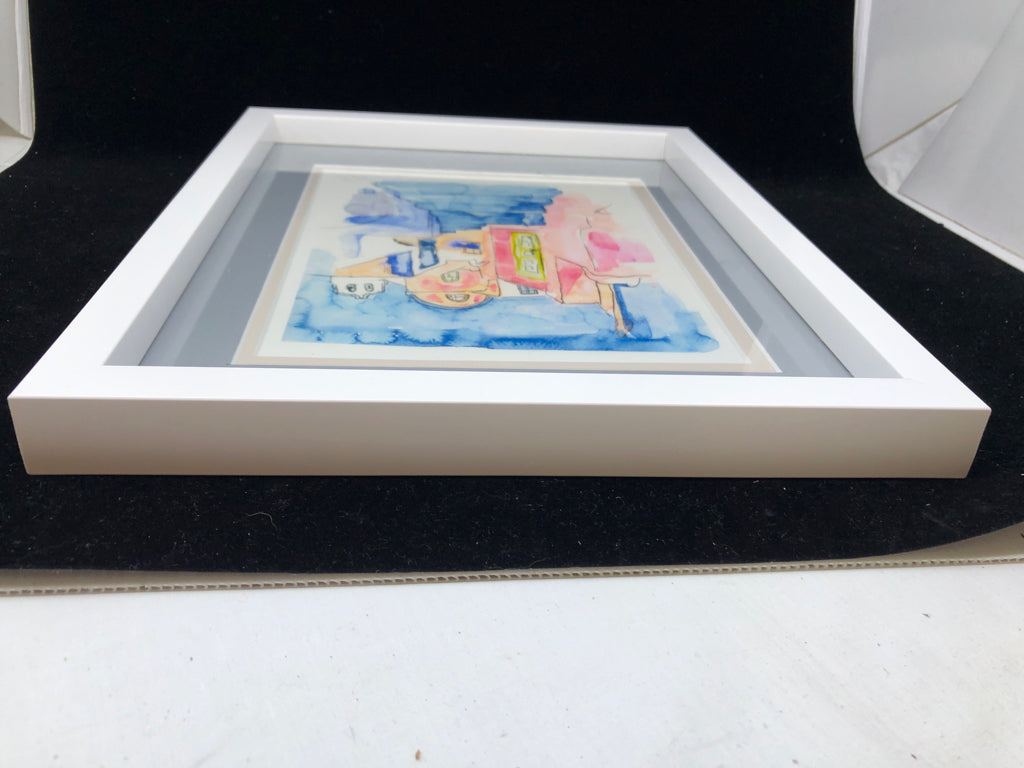 WATERCOLOR CITY SCAPE IN WHITE FRAME WALL DECOR.