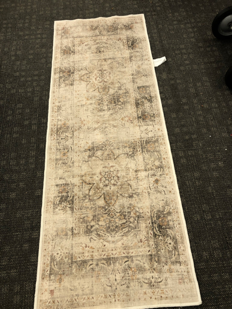 BEIGE FLORAL RUNNER- RUGGABLES.