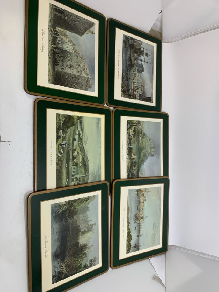 6 VTG TRIVET PLACEMATS ASSORTED LANDSCAPES OF IRELAND IN BOX.