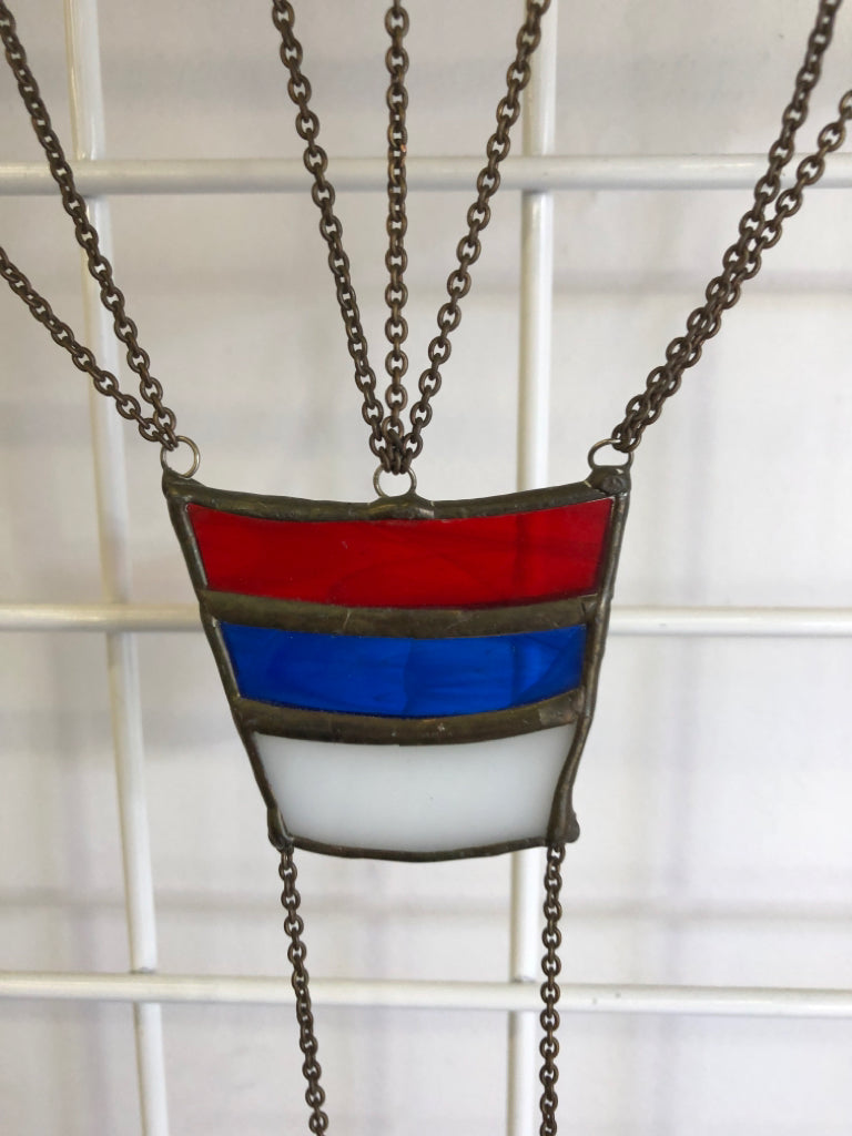 RED, WHITE, AND BLUE HOT AIR BALLOON SUN CATCHER.