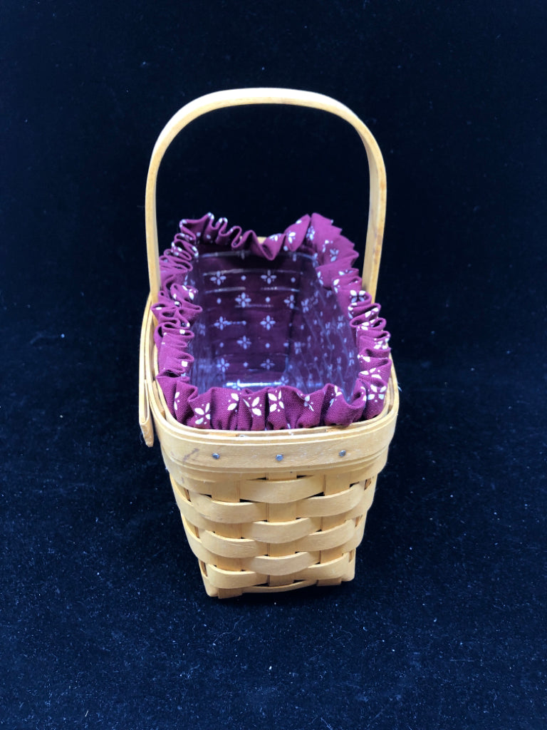1999 BASKET W SINGLE HANDLE, MAROON LINER + PROTECTOR.