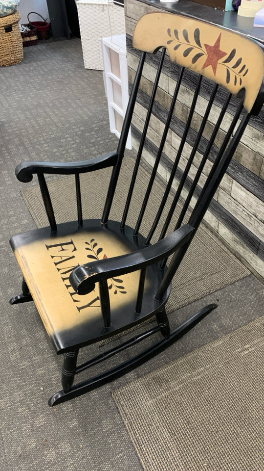 PRIMITIVE FAMILY PAINTED ROCKING CHAIR.