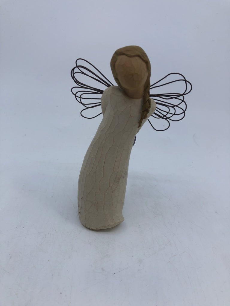 WILLOW TREE THANK YOU ANGEL HOLDING BLUR FLOWERS.