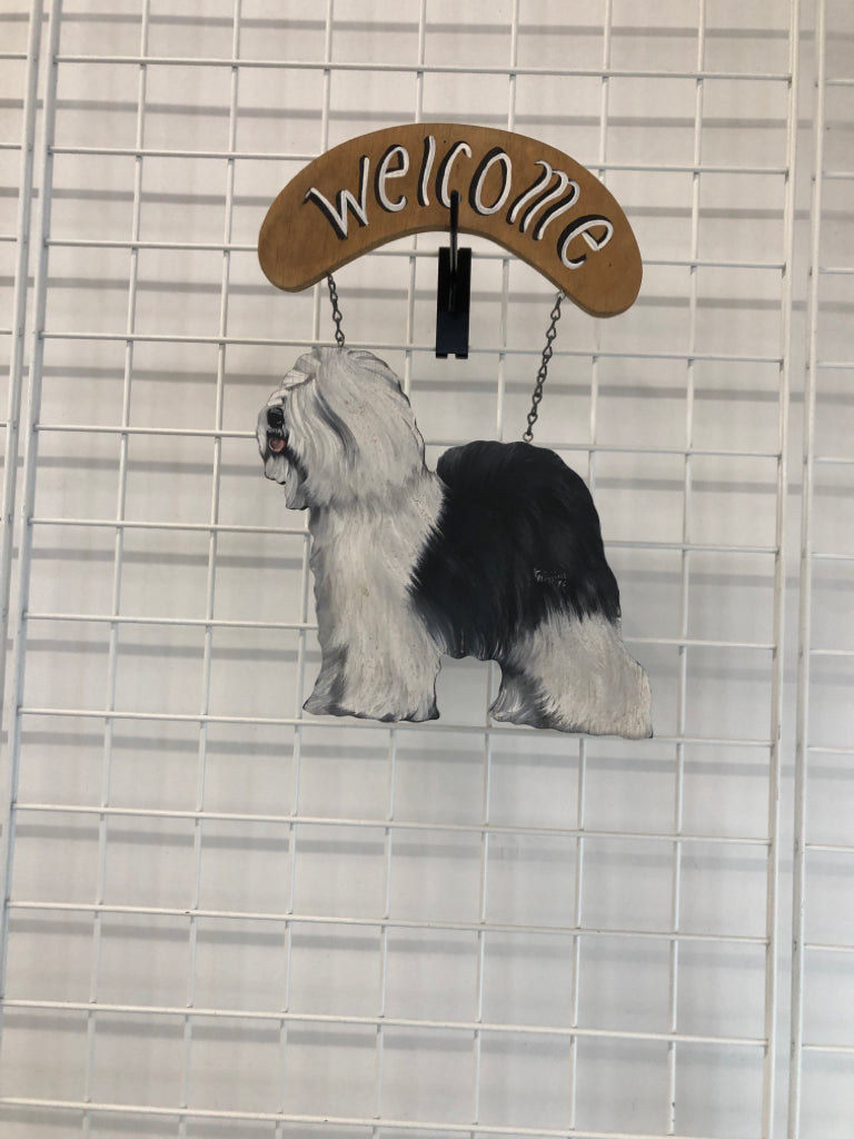 WELCOME SHEEPDOG WOOD WALL HANGING.
