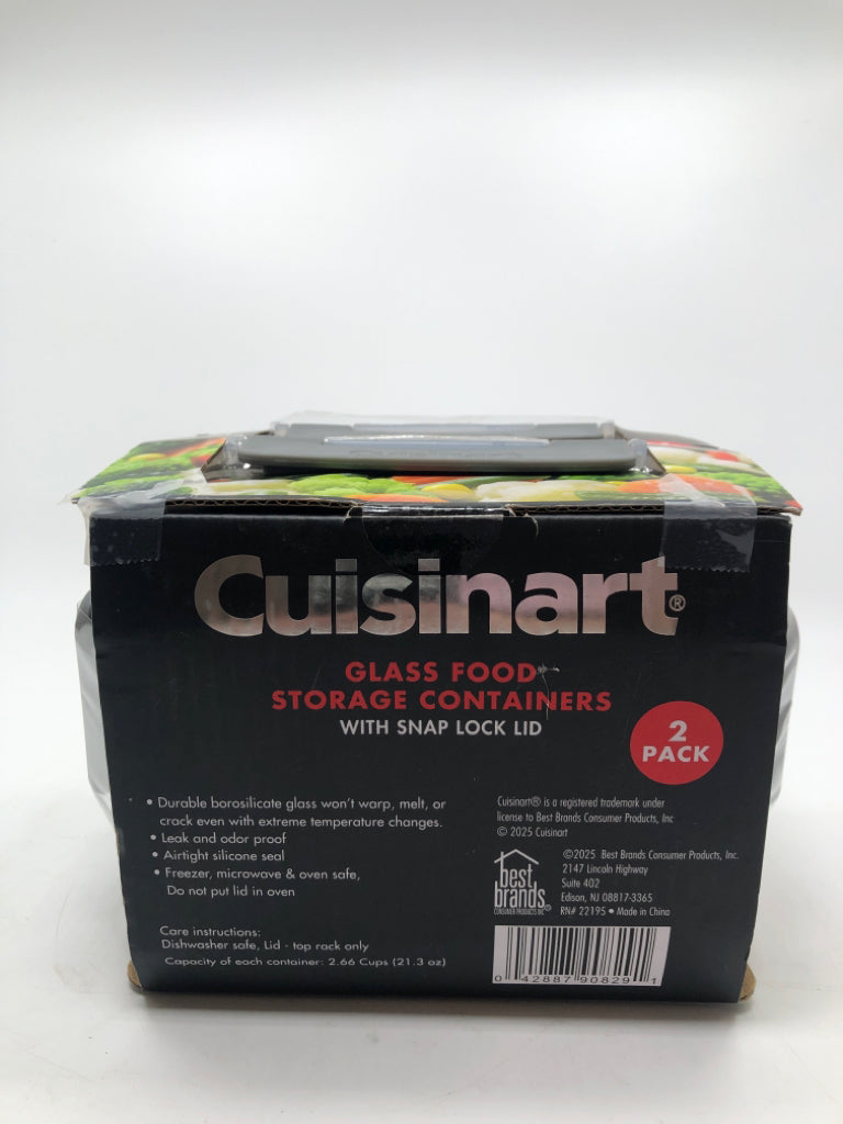 NIP 2 CUISINART GLASS FOOD CONTAINERS.