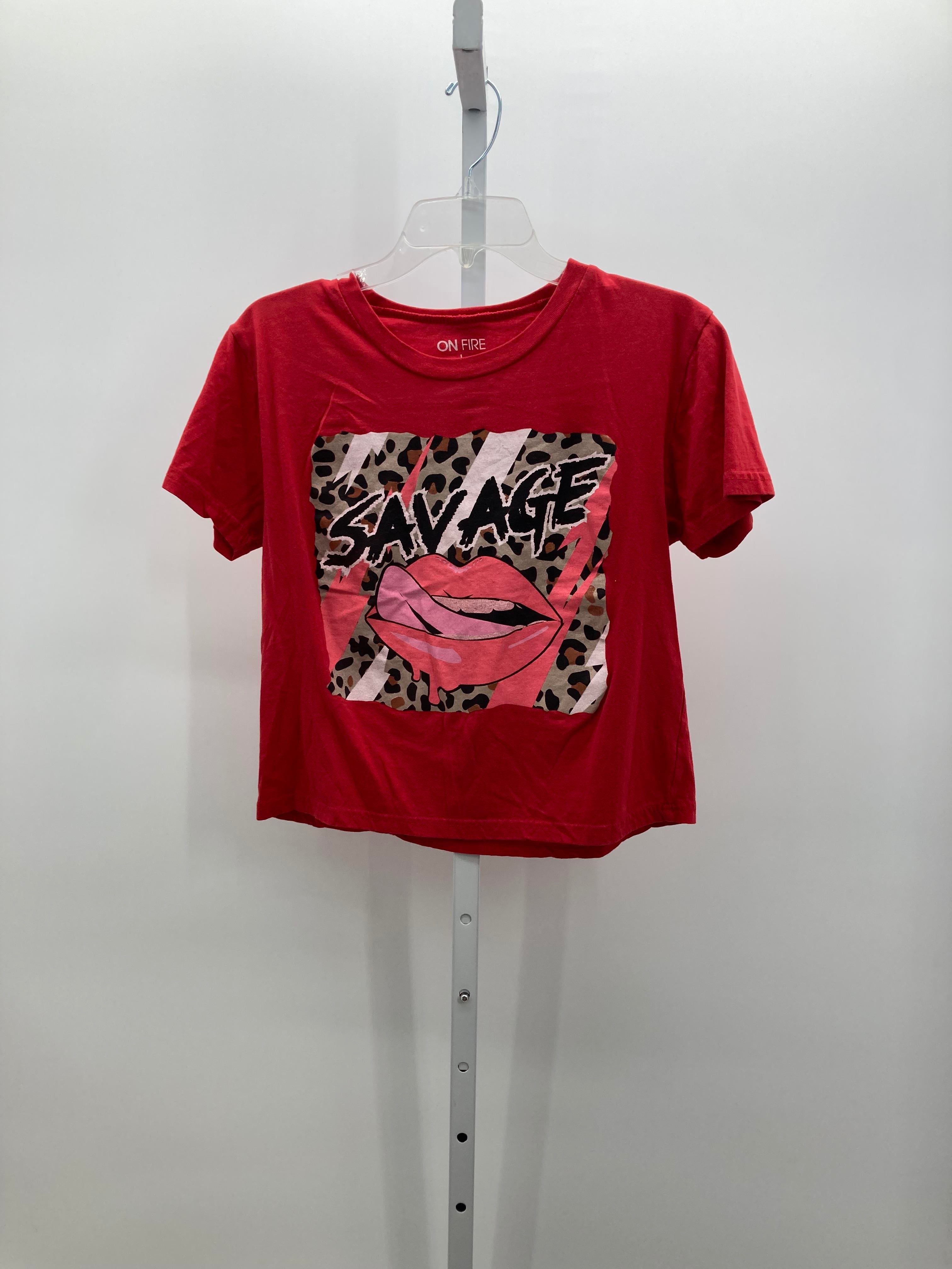 On Fire Size Large Juniors Short Sleeve Shirt