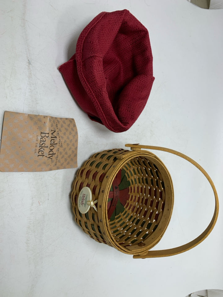 LONGABERGER MELODY TREE TRIMMING BASKET W/ LINER & TIE-ON 2003.