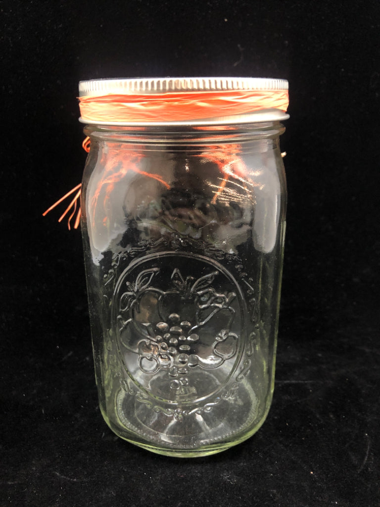BALL WIDE MOUTH JAR W/ORANGE TWINE.