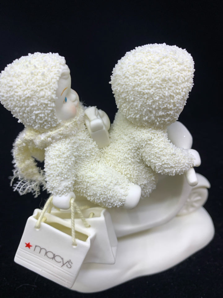 NIB SNOWBABIES MACY EDITION 2 KIDS ON MOPED.