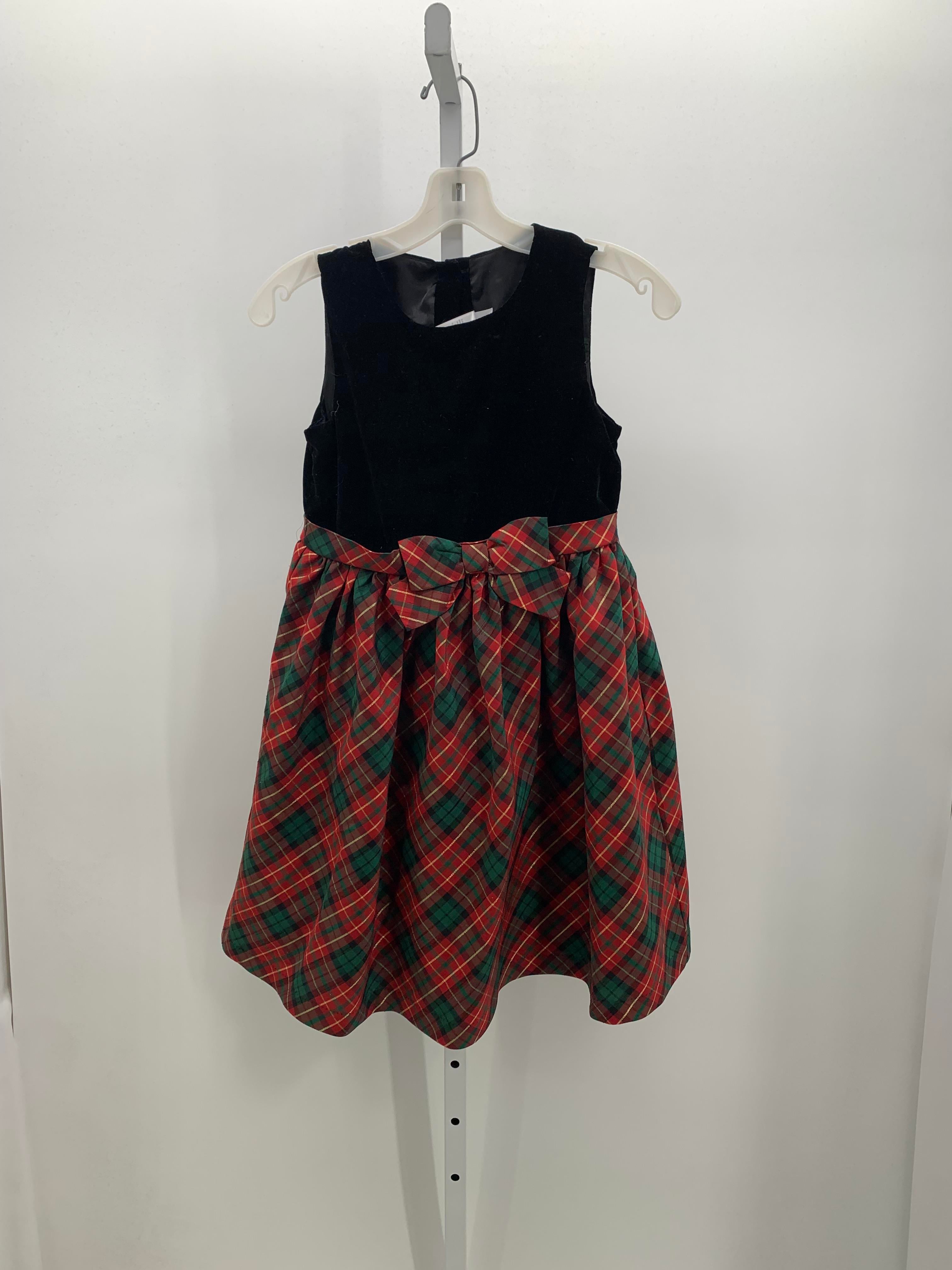 SLEEVELESS DRESS RED GREEN GOLD PLAID