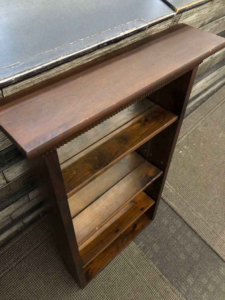 WOODEN SHELF W/MIRROR BACK&3 SHELVES WALL HANGING.