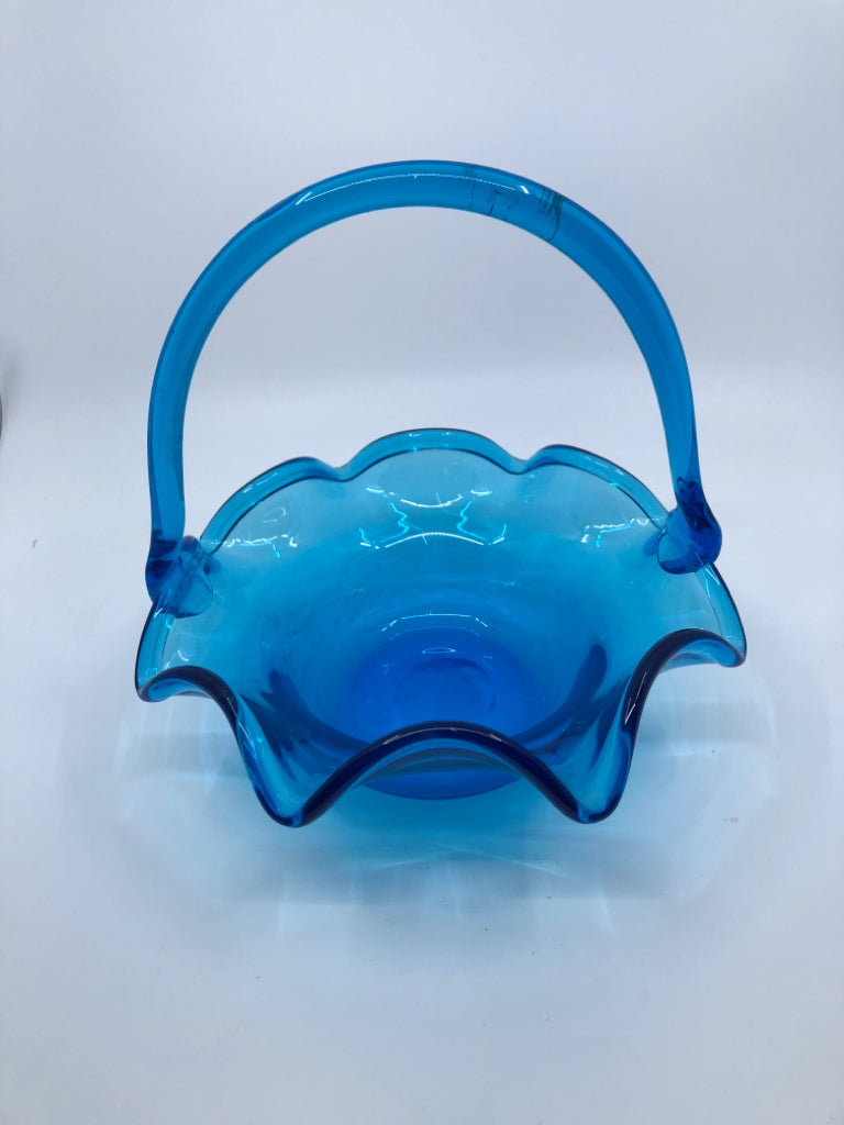 LIGHT BLUE GLASS BASKET.