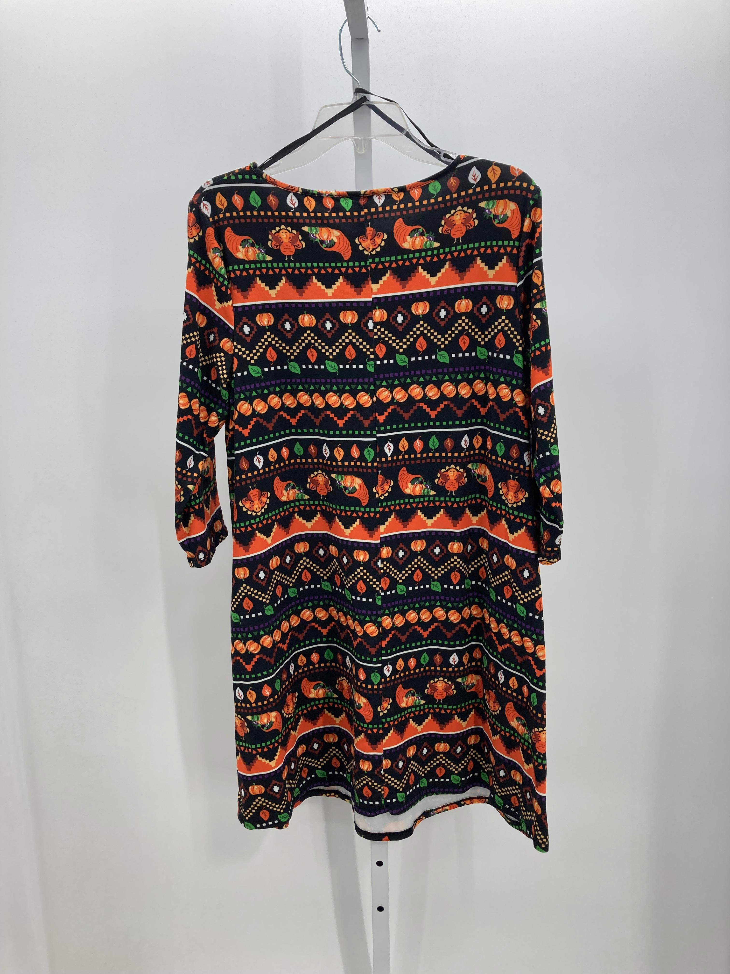 3/4 SLEEVE DRESS PUMPKINS AND TURKEYS