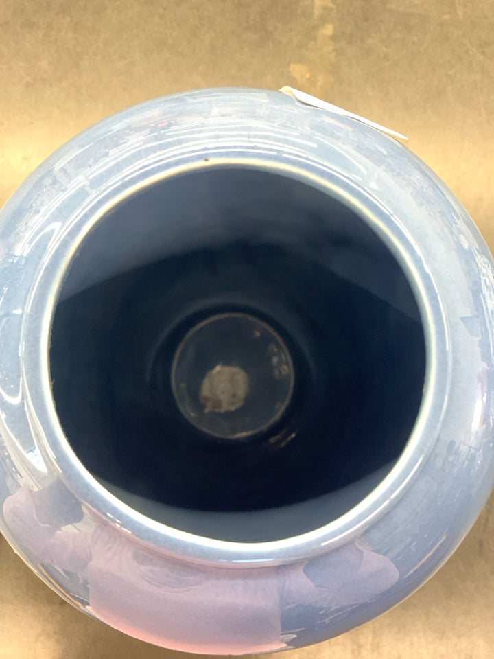 LARGE BLUE CERAMIC VASE.