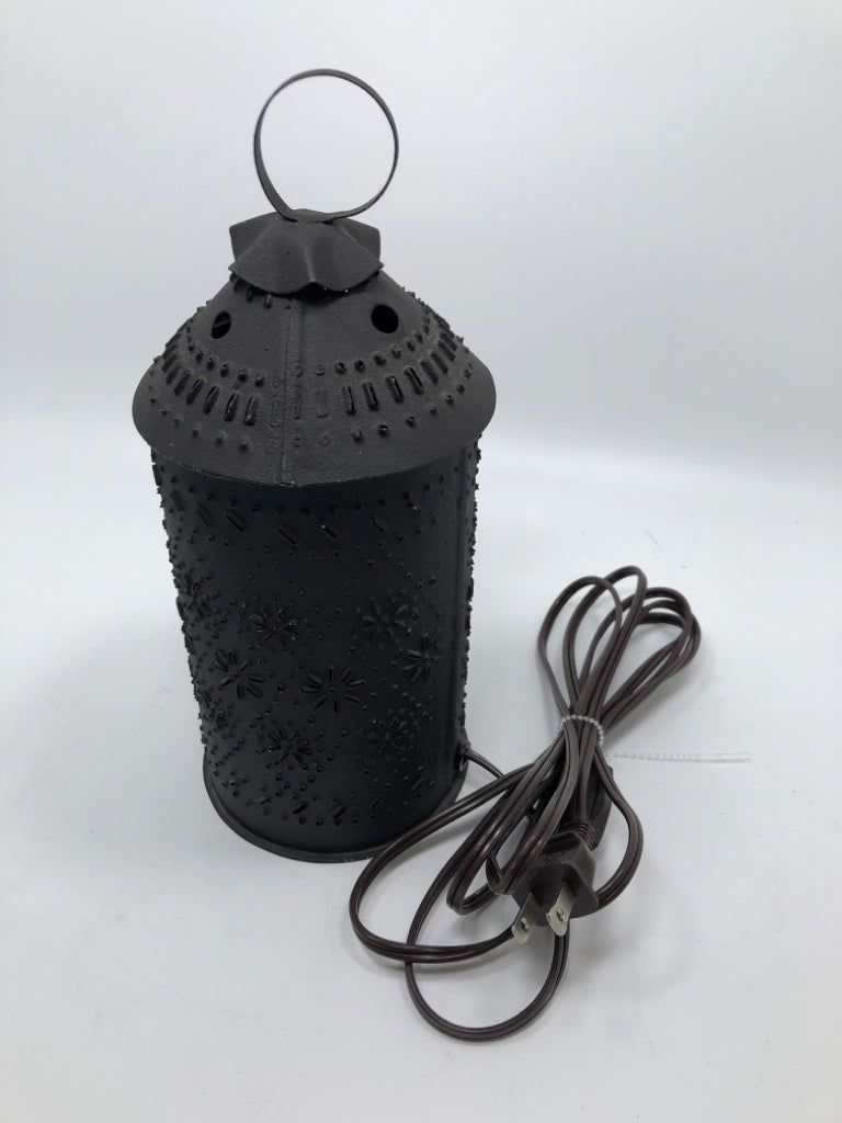 PUNCHED BROWN METAL LANTERN.