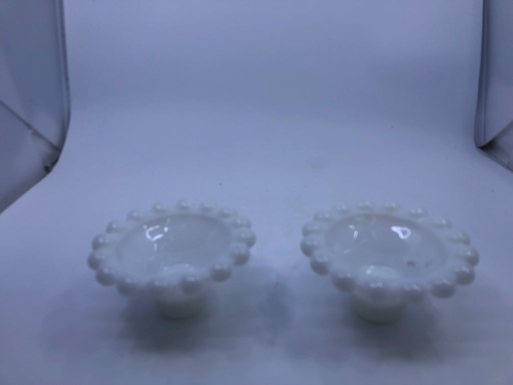 2 VTG BEADED EDGE TAPER CANDLE HOLDER.