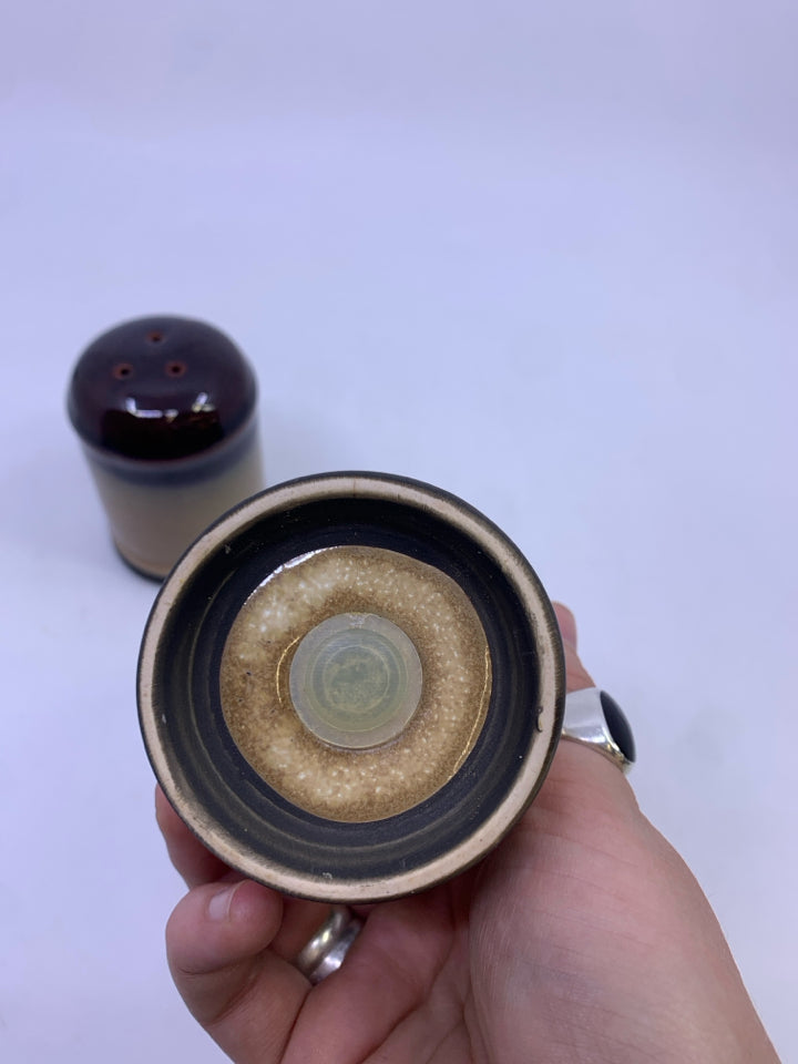 BROWN OMBRE SALT AND PEPPER SHAKERS.