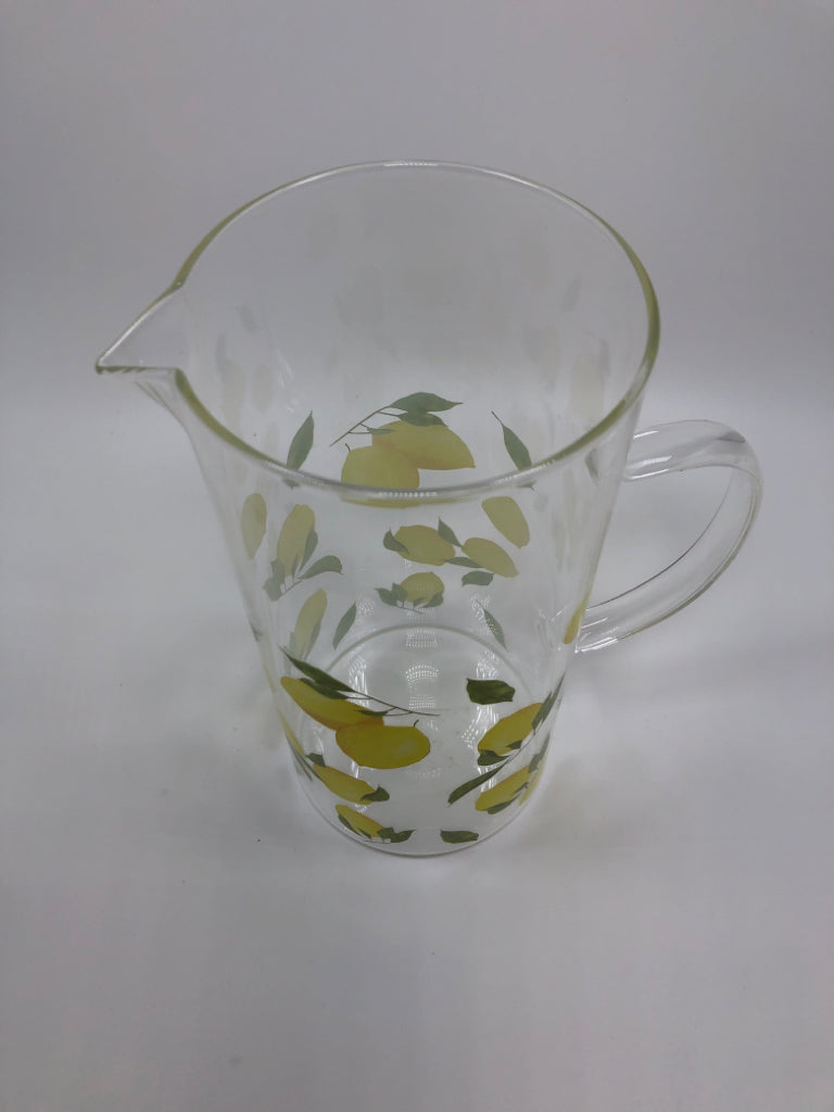 LIGHTWEIGHT GLASS LEMON PITCHER.