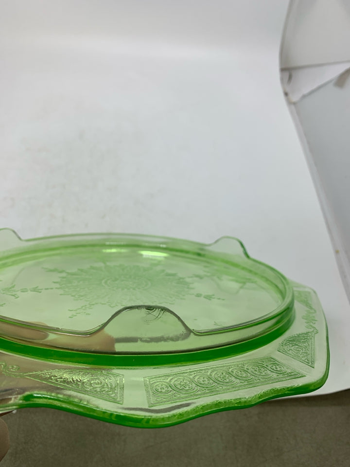 VTG GREEN PRINCESS DEPRESSION GLASS.