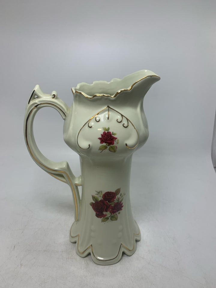 TALL PITCHER W/ ROSES GOLD DETAILS.
