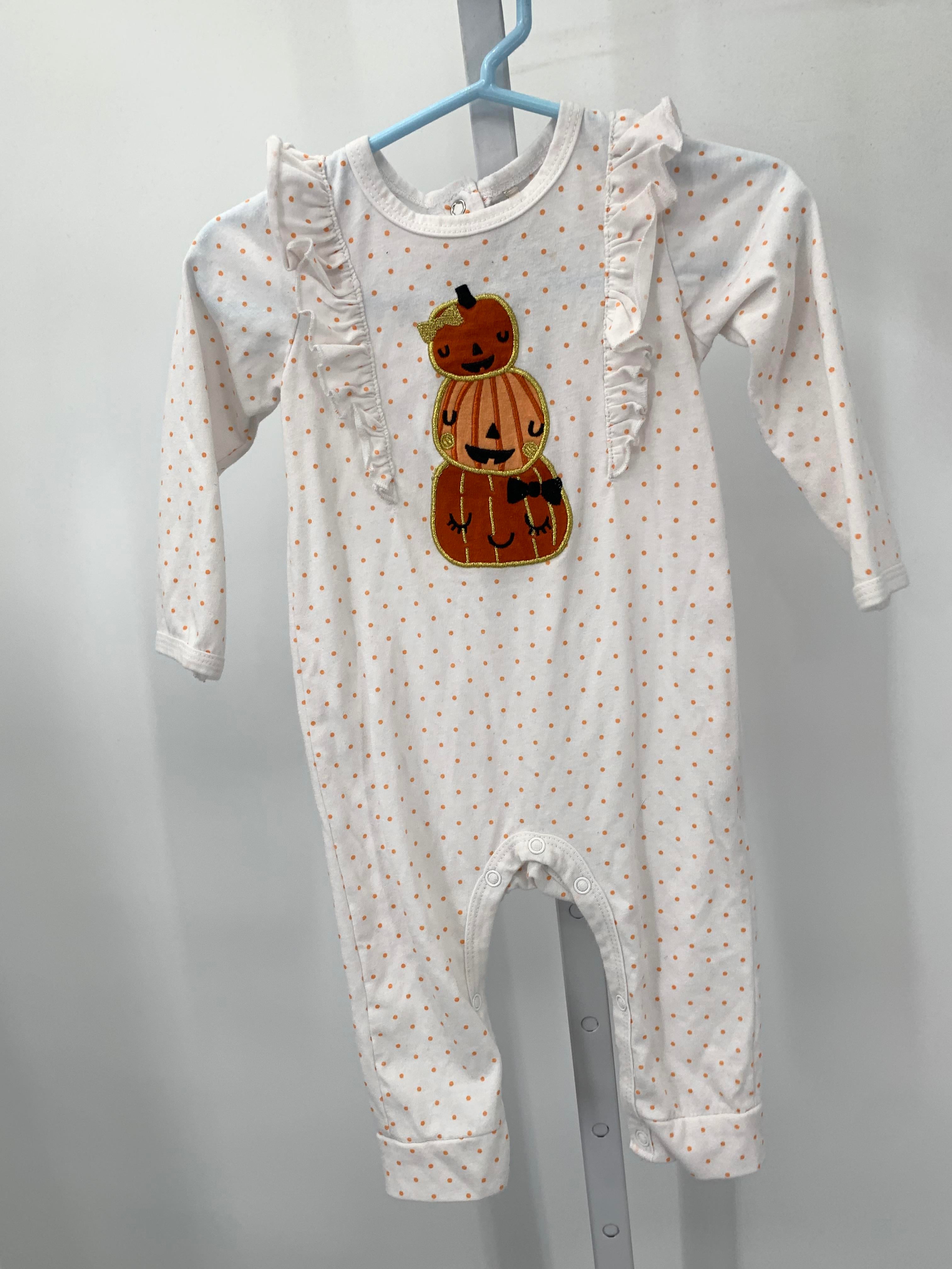 LONG SLV ROMPER STACKED PUMPKINS