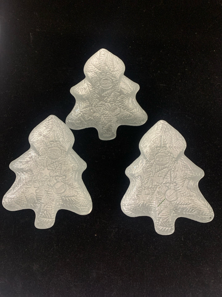 3 SILVER CHRISTMAS TREE DISH.