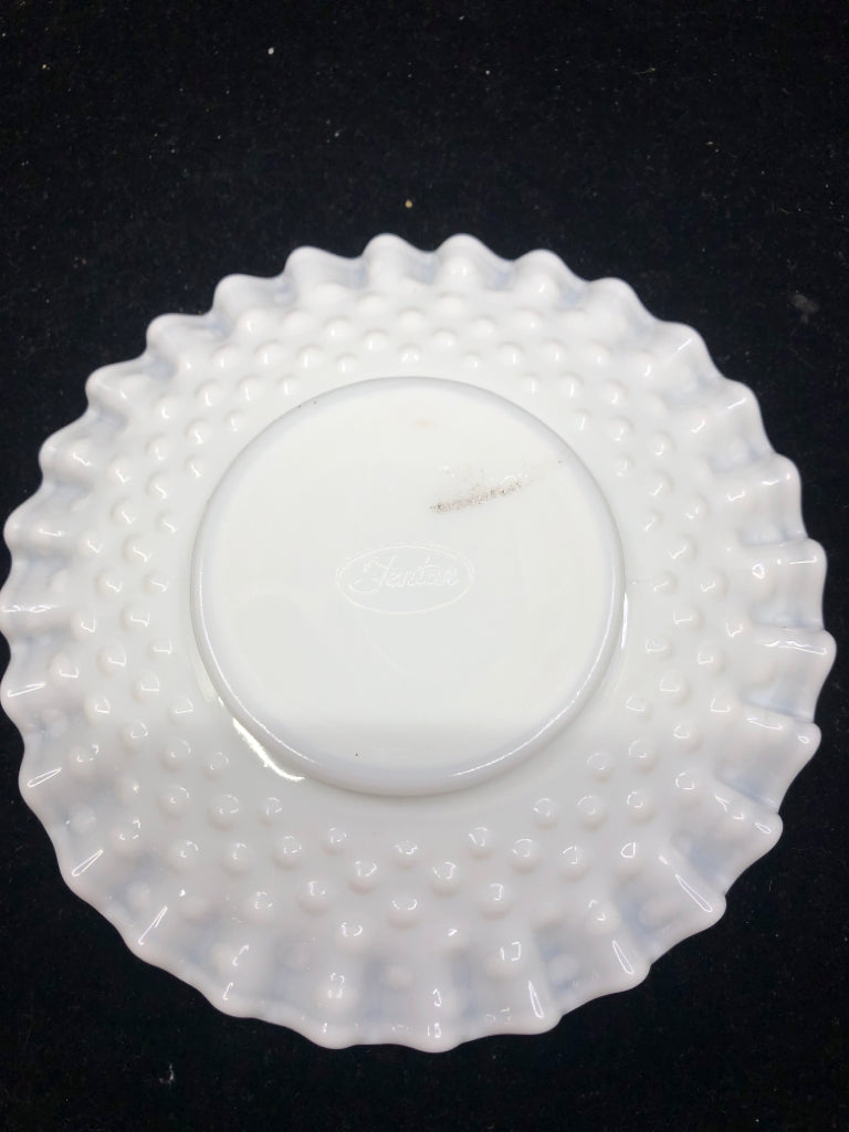 VTG FENTON RUFFLED EDGE CANDLE PLATE.