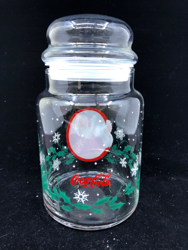 SANTA GLASS CANISTER W LID.