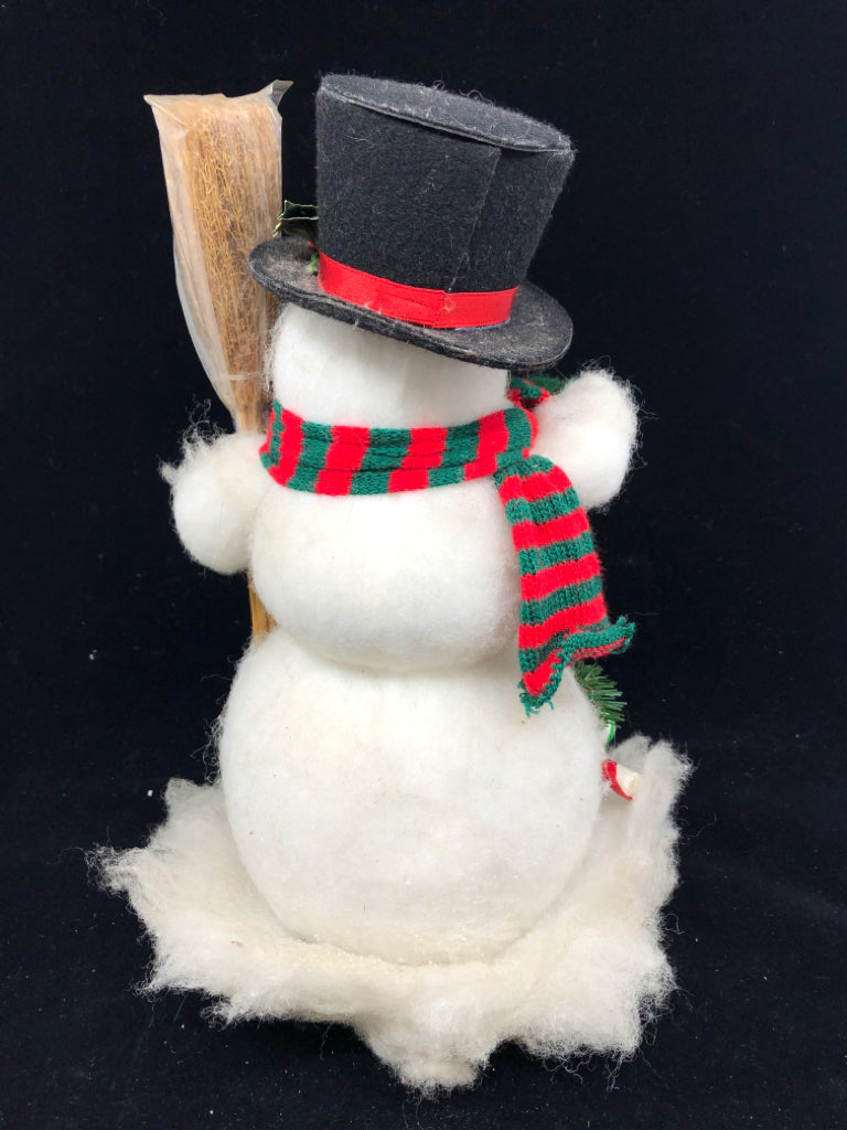 SNOWMAN HOLDING BROOM.