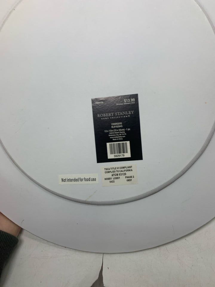 DISTRESSED WHITE PLATE CHARGER.