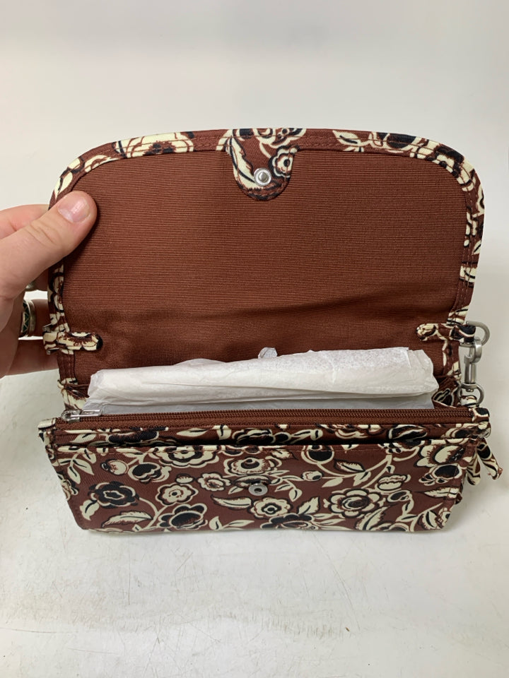 Vera Bradley Wildwood Wallet Crossbody in Bubbly Flowers Cinnamon- NWT