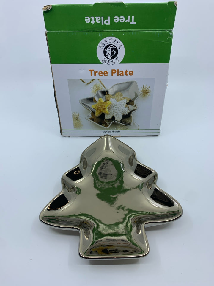 NIB SILVER TREE PLATE.