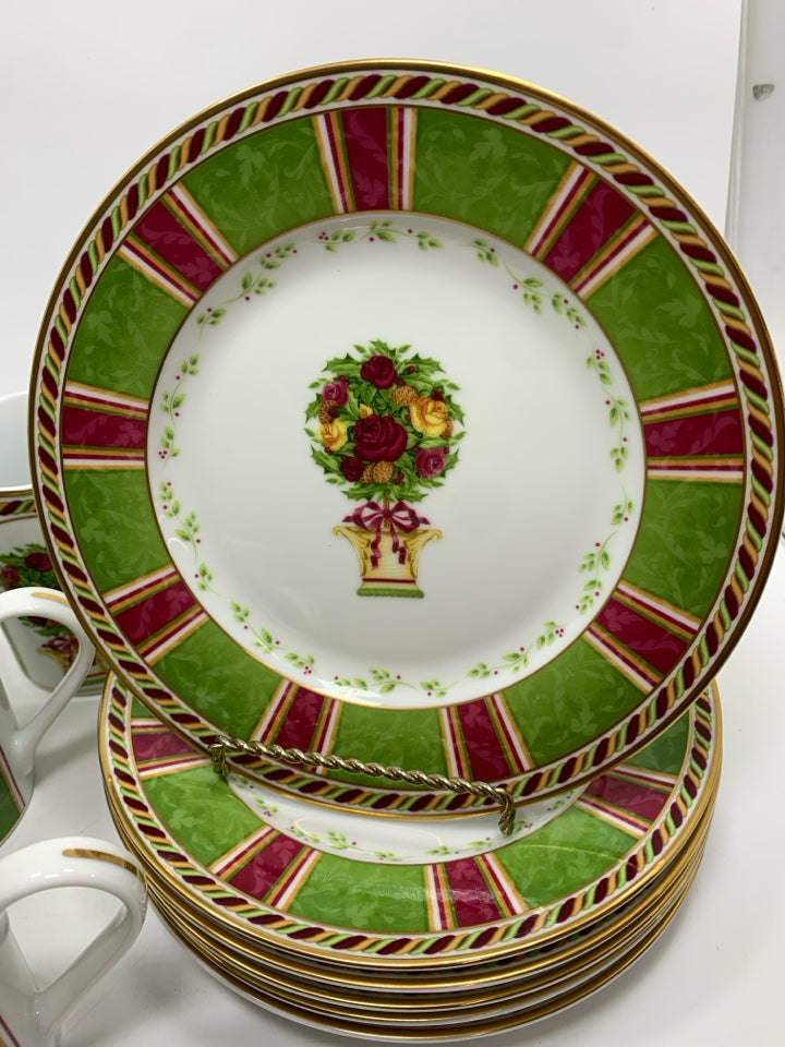 12PC SEASONS OF COLOR TOPIARY PLATES & MUGS.