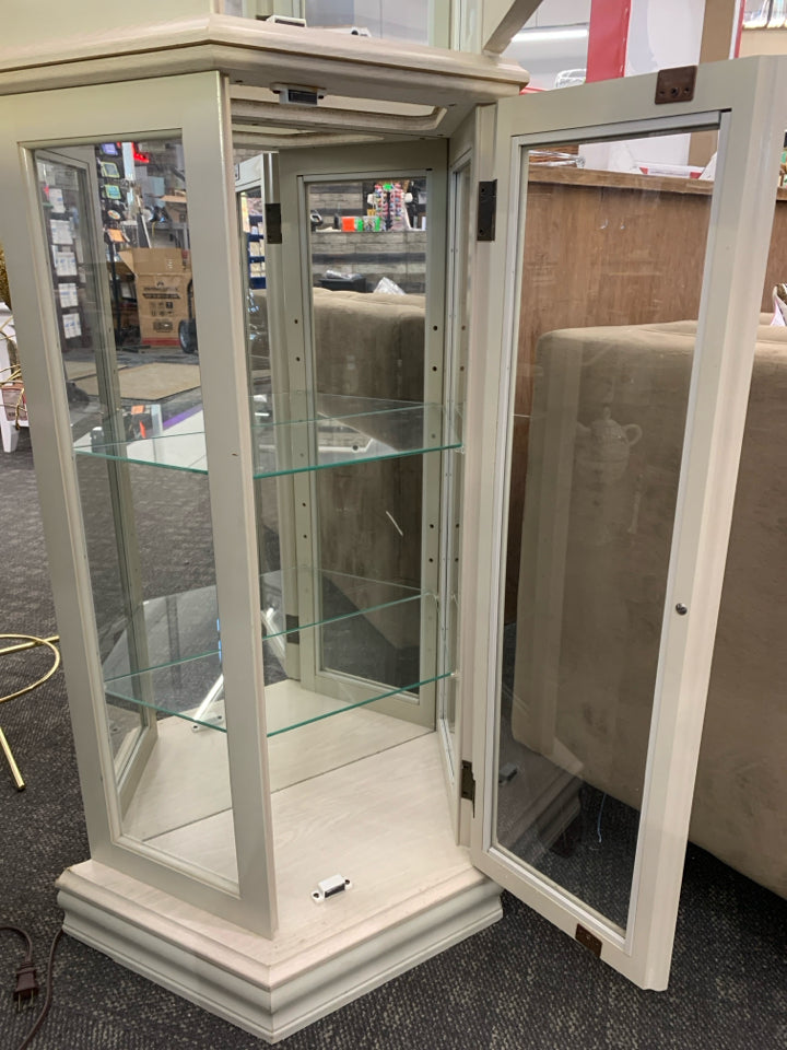 CREAM CURIO CABINET.