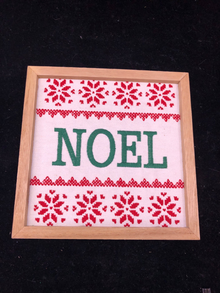 EMBROIDERED NOEL SQUARE WALL DECOR.