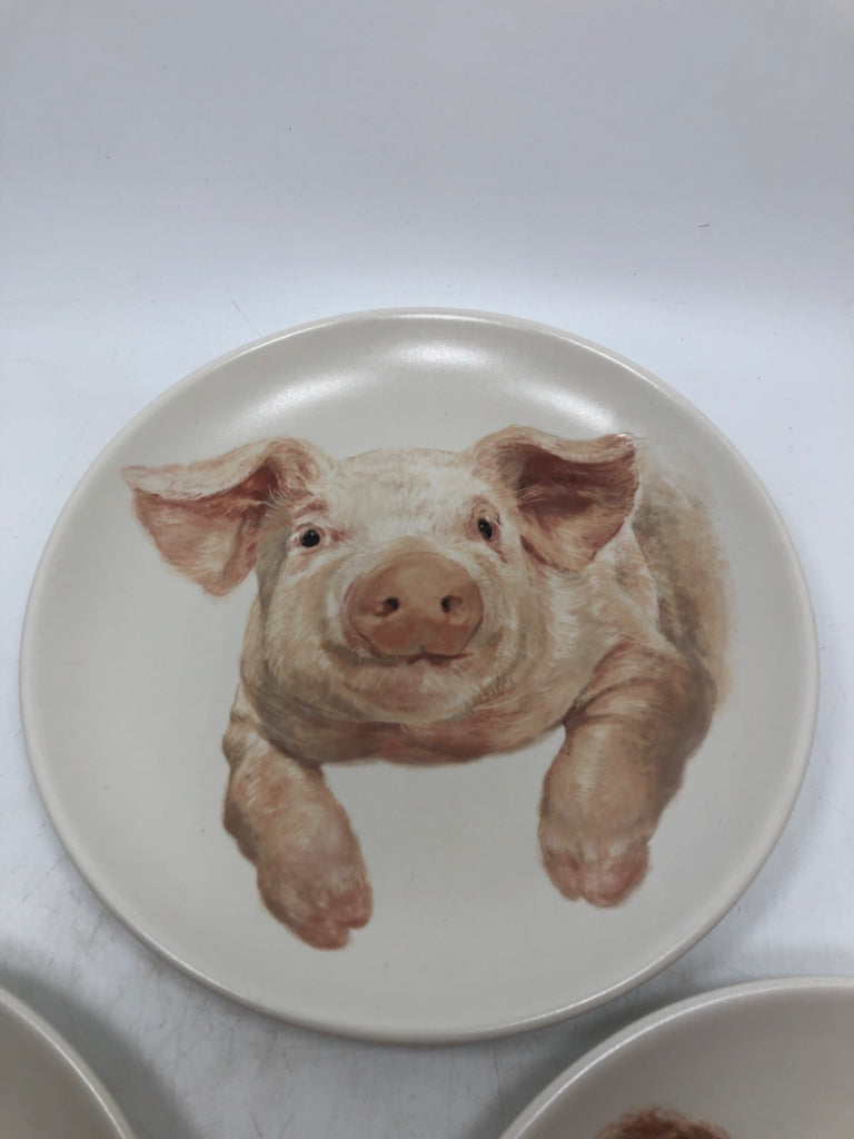 3 COW, PIG, SHEEP PLATES SET.