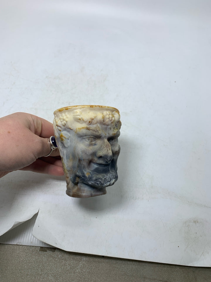 VTG INCOLAY STONE GREEK GOD MYTHOLOGICAL FACE MUG.