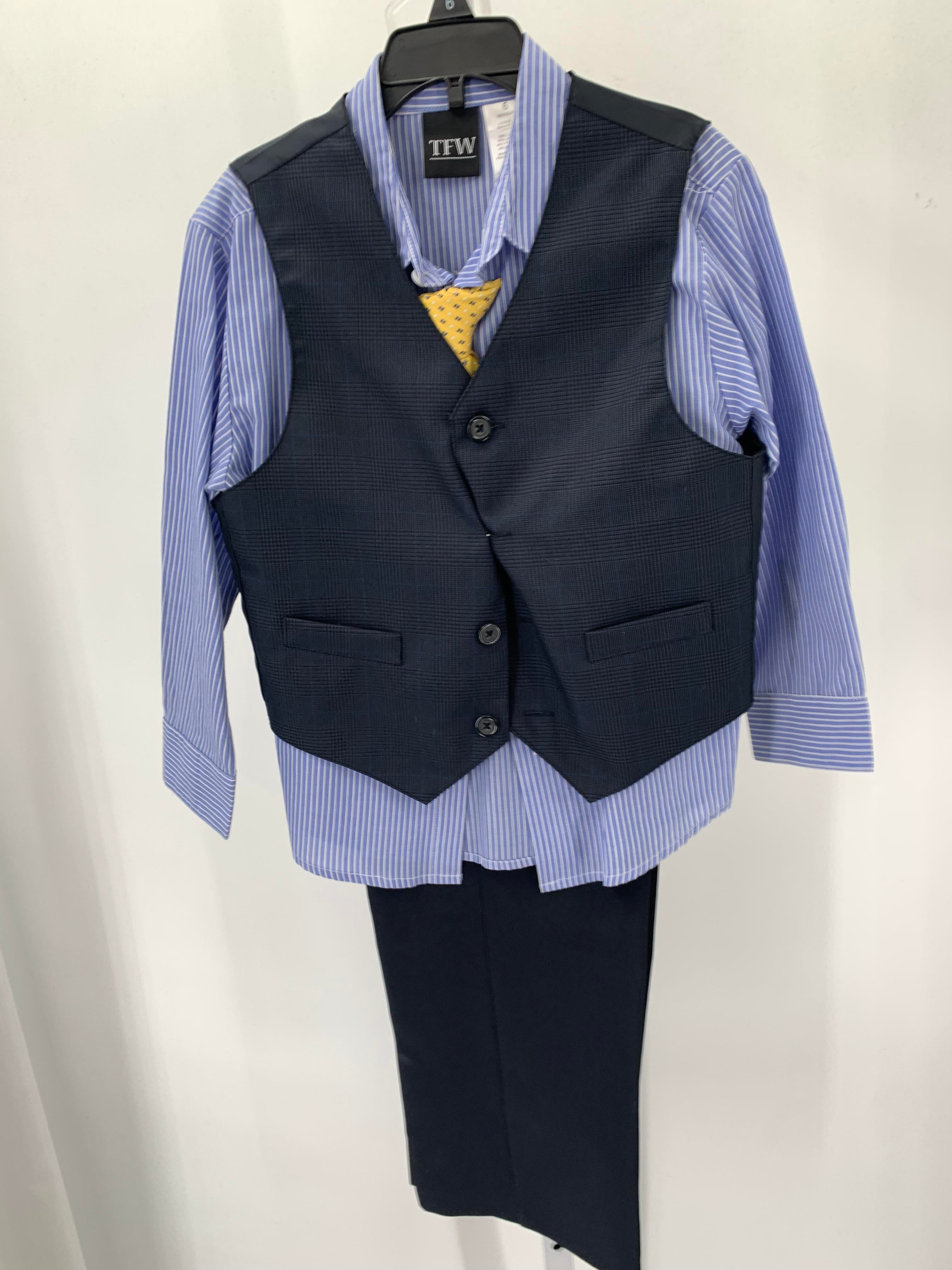 VEST STRIPE SHIRT TROUSERS YELLOW TIE.