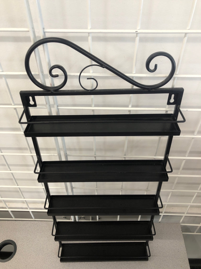 5 SHELF BLACK METAL SPICE RACK.