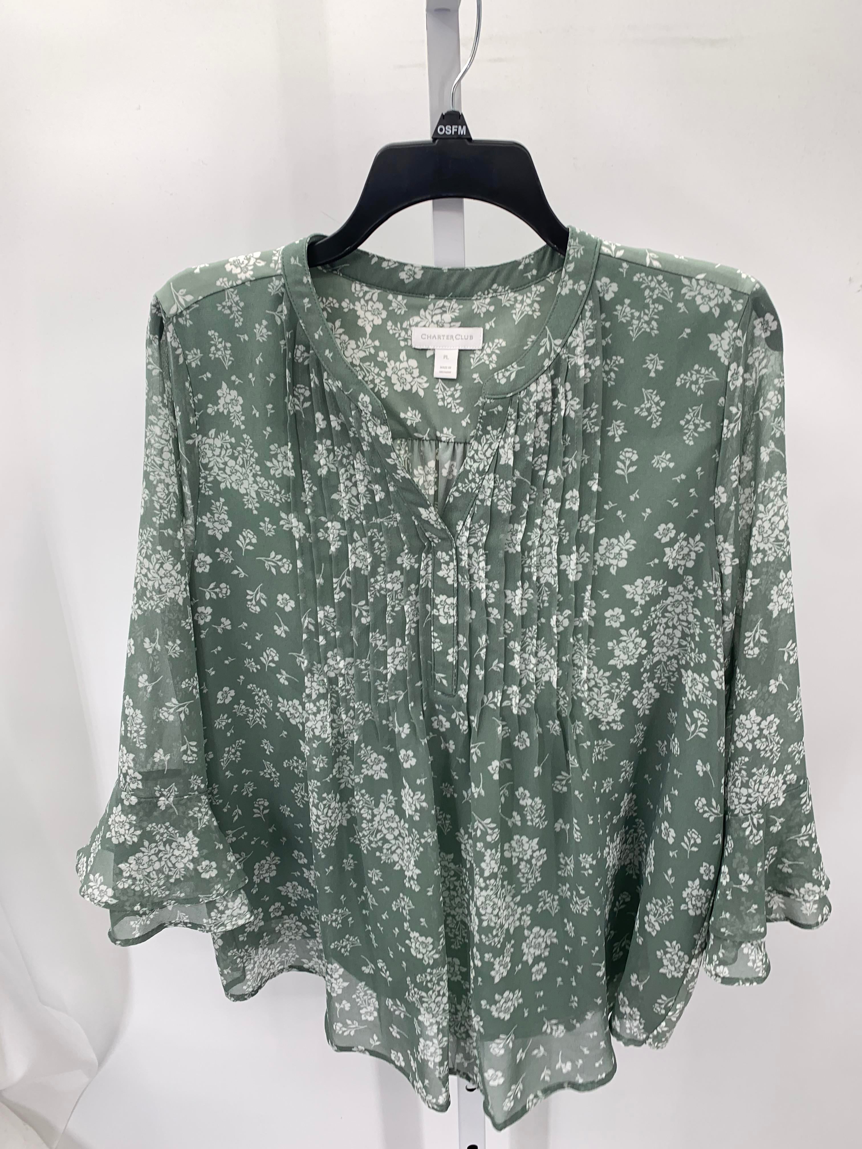 Charter Club Size Large Petite Petite 3/4 Sleeve Shirt