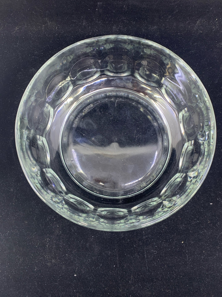 CLEAR GLASS INDENTED BOWL.