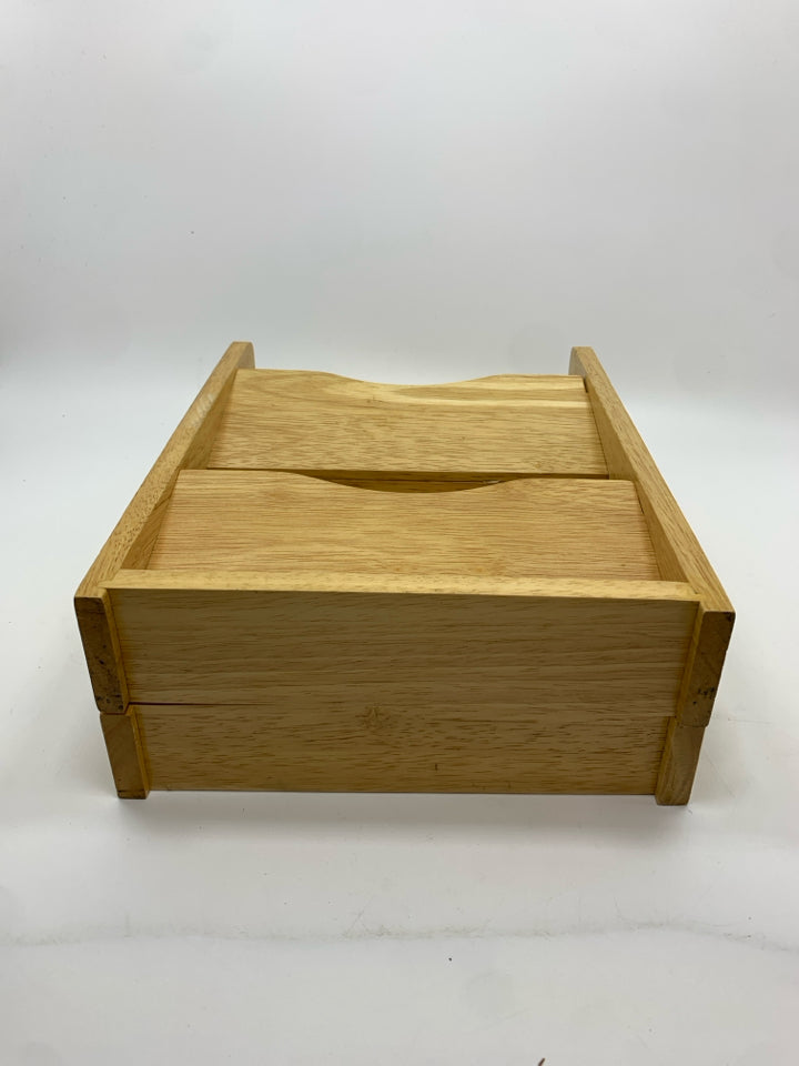 WOODEN MAIL ORGANIZER W/HIDDEN KEY HOOKS.